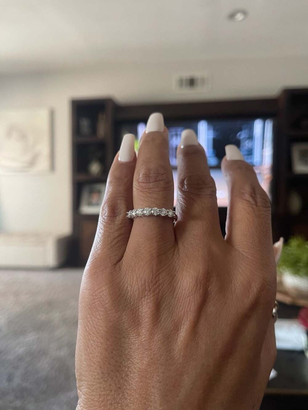 GRA Moissanite 1.0ct Size 6 Round Eternity Band Ring 925 Silver